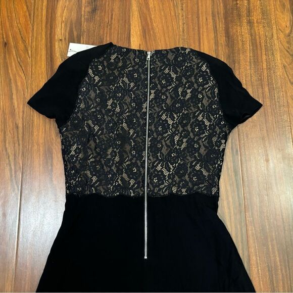 Rebecca Taylor Crepe & Lace black lace detail short sleeve dress NWT - Picture 5 of 7